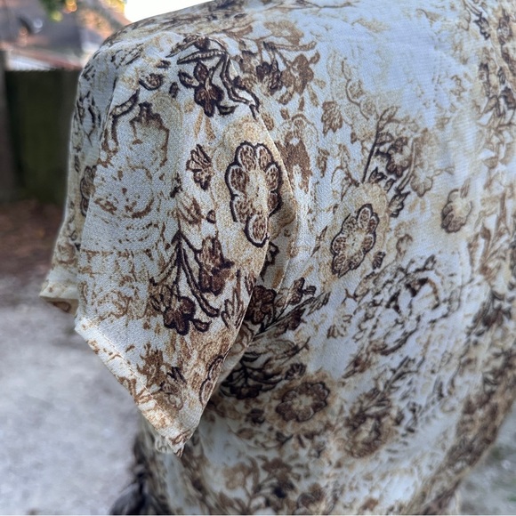 Vintage 90s Clio Cream Animal Print Short Sleeve Wrap Top Women’s Size Small EUC - Picture 14 of 16